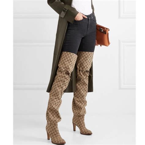 gucci fall boots|Gucci monogram thigh high boots.